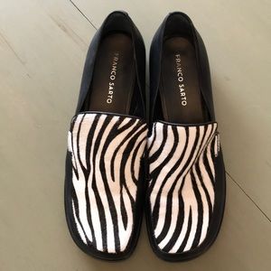 Women’s Franco Sarto zebra calf-hair loafer sz 9.5